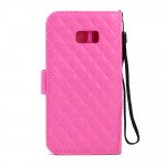 Wholesale Samsung Galaxy S6 Edge Plus Quilted Flip Leather Wallet Case with Strap (Hot Pink)